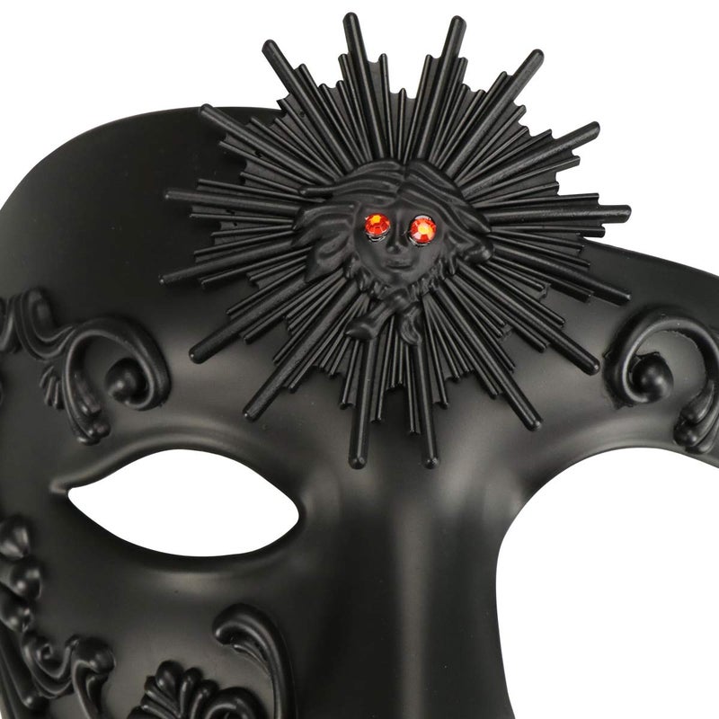 Thmyo Half Face Masquerade Mask, Sun God Greek Style Plastic Party Carnival Halloween Mask (Sun God Black) - Image 5